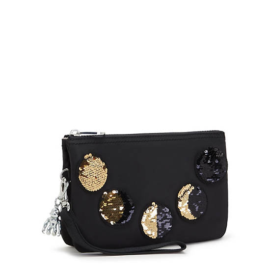 Kipling Creativity Extra Large Metallic Wristlet Väska Svarta Guld | SE 1150KO